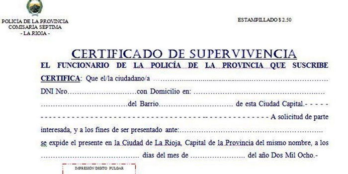 que es el certificado de supervivencia en argentina