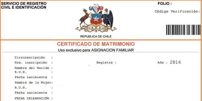 certificado de matrimonio en chile
