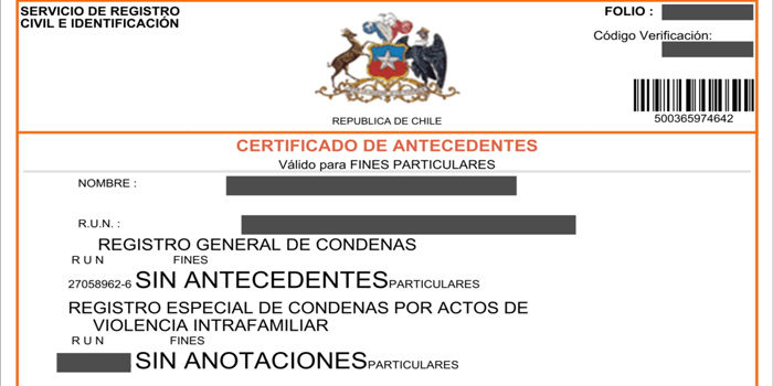 como obtener el certificado de antecedentes penales en chile